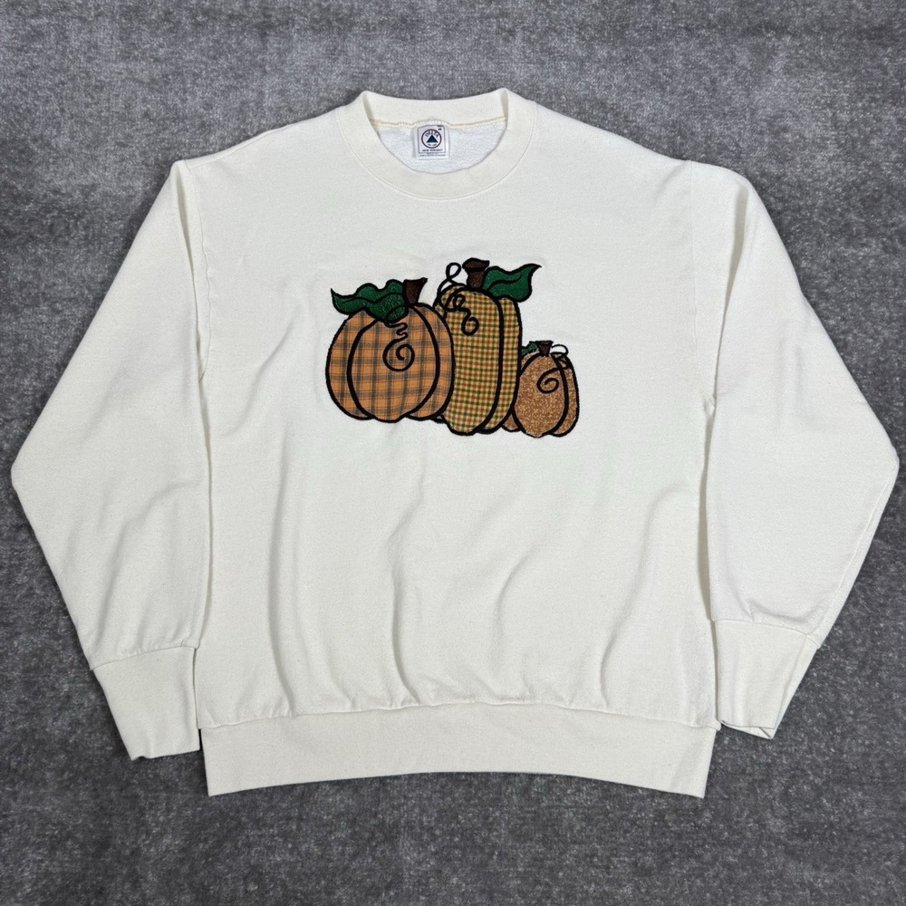 VTG Fall Pumpkin Delta Mid‎ Weight Sweatshirt Women's Medium Grandma Granny